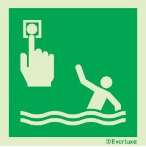S0328 Person overboard call point sign (LSE) - 150X150 - Photolum. rigid plast.